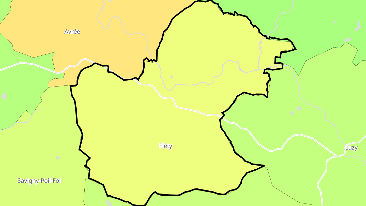 Carte des prix de l'immobilier Fléty