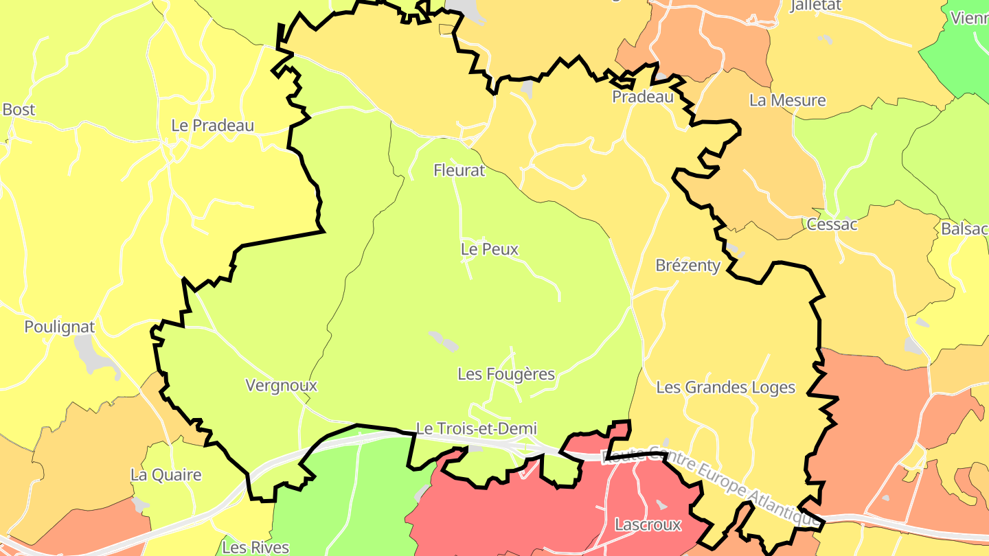 Carte des prix de l'immobilier Fleurat