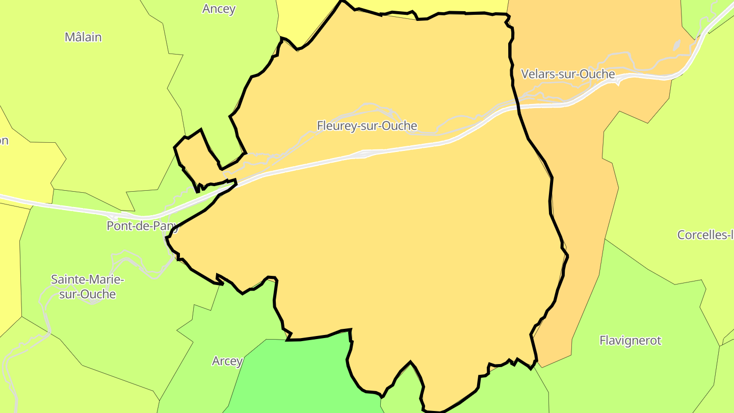 Carte des prix de l'immobilier Fleurey-sur-Ouche