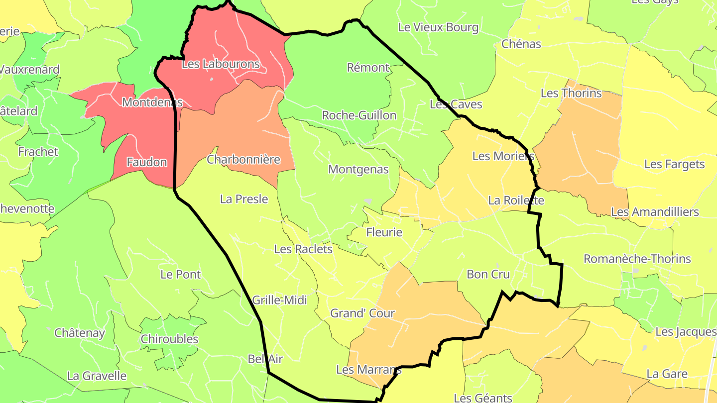 Carte des prix de l'immobilier Fleurie