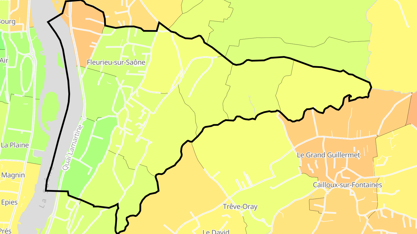 Carte des prix de l'immobilier Fleurieu-sur-Saône