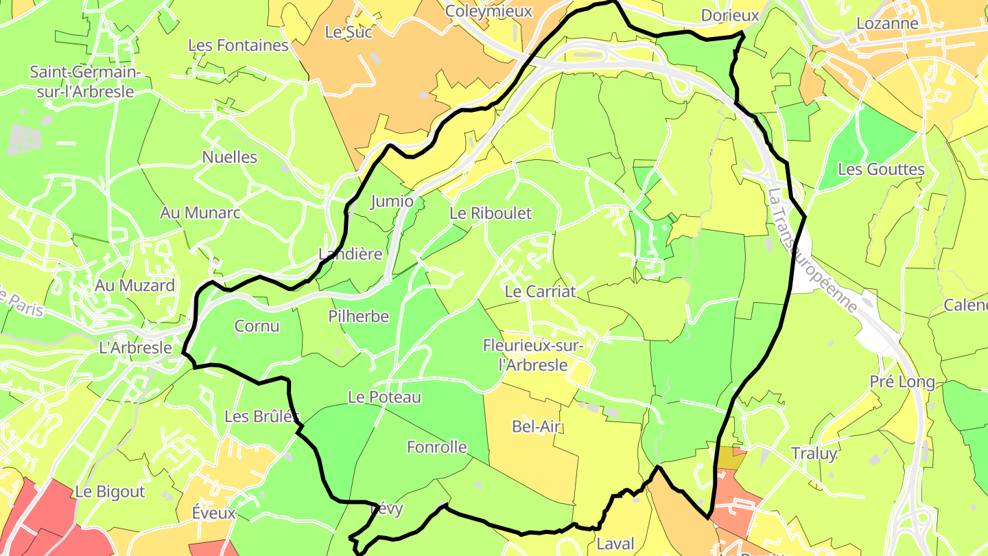 Carte des prix de l'immobilier Fleurieux-sur-l'Arbresle