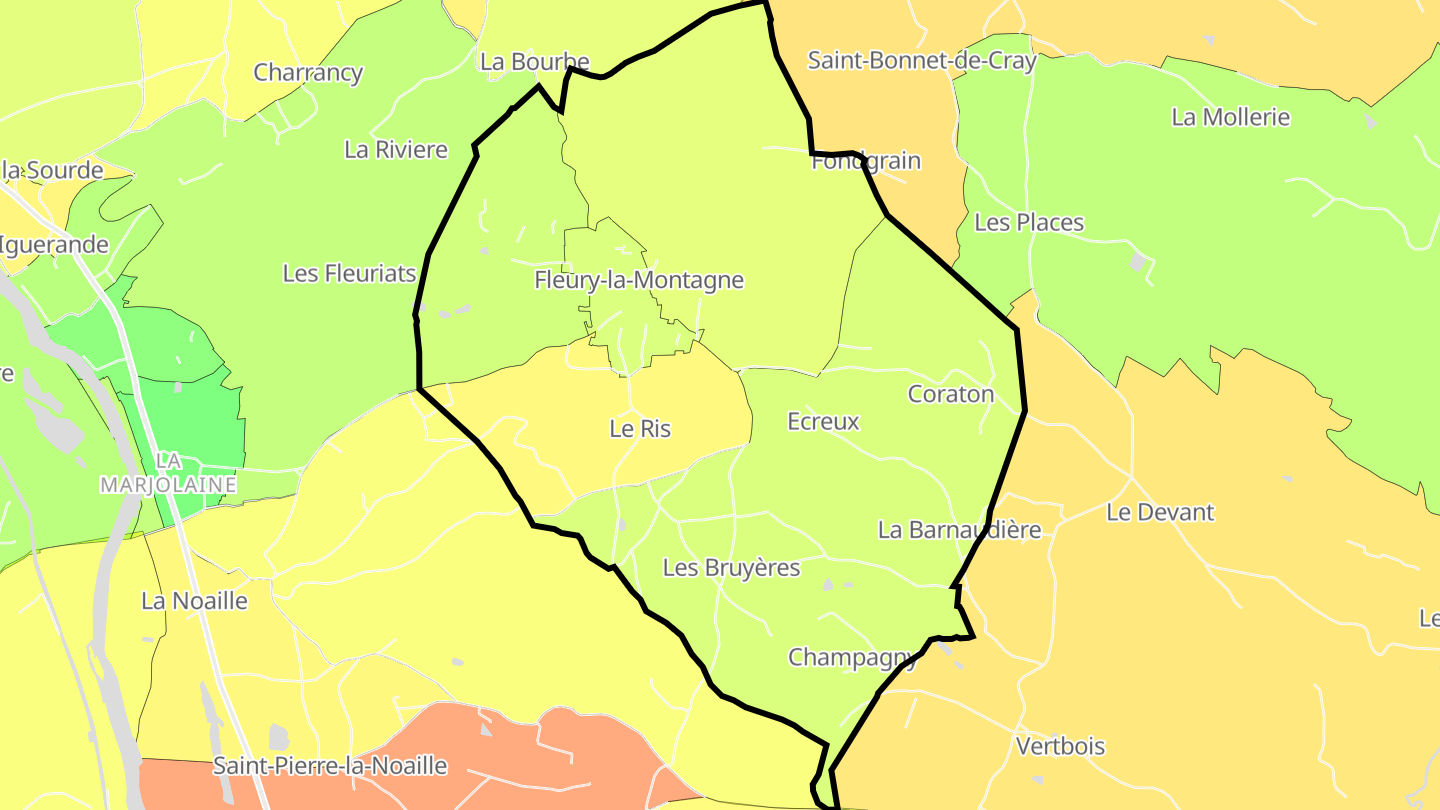 Carte des prix de l'immobilier Fleury-la-Montagne