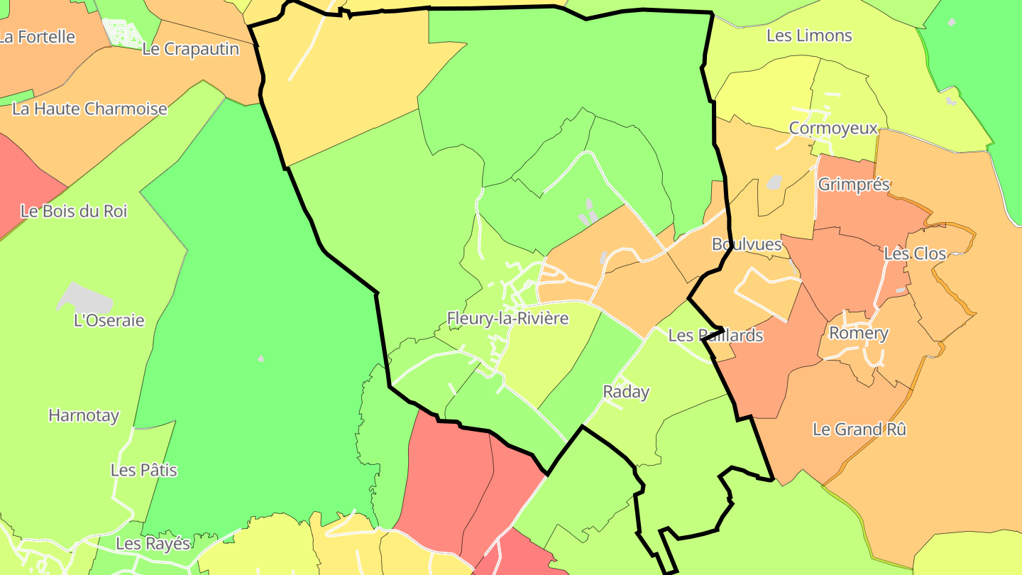 Carte des prix de l'immobilier Fleury-la-Rivière