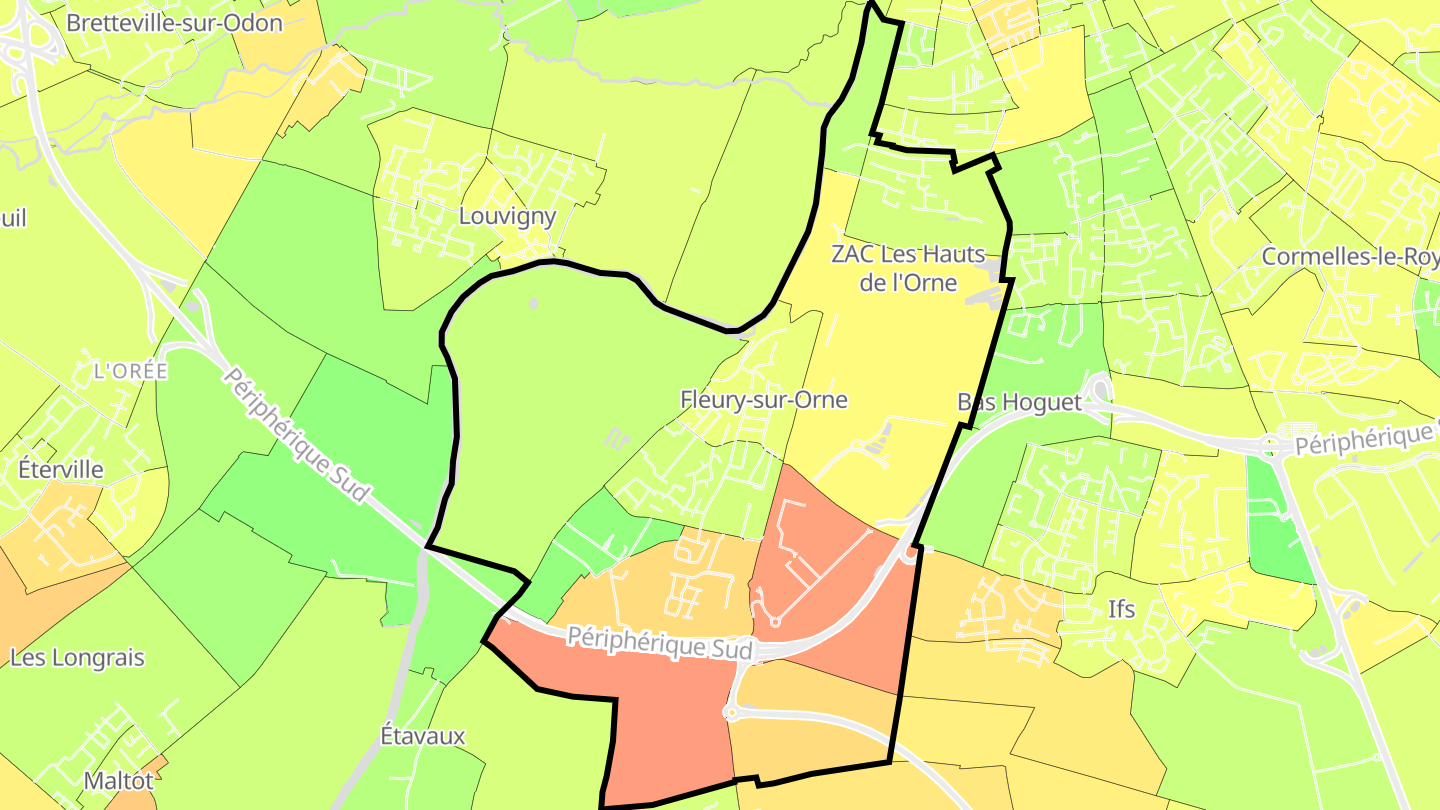 Carte des prix de l'immobilier Fleury-sur-Orne