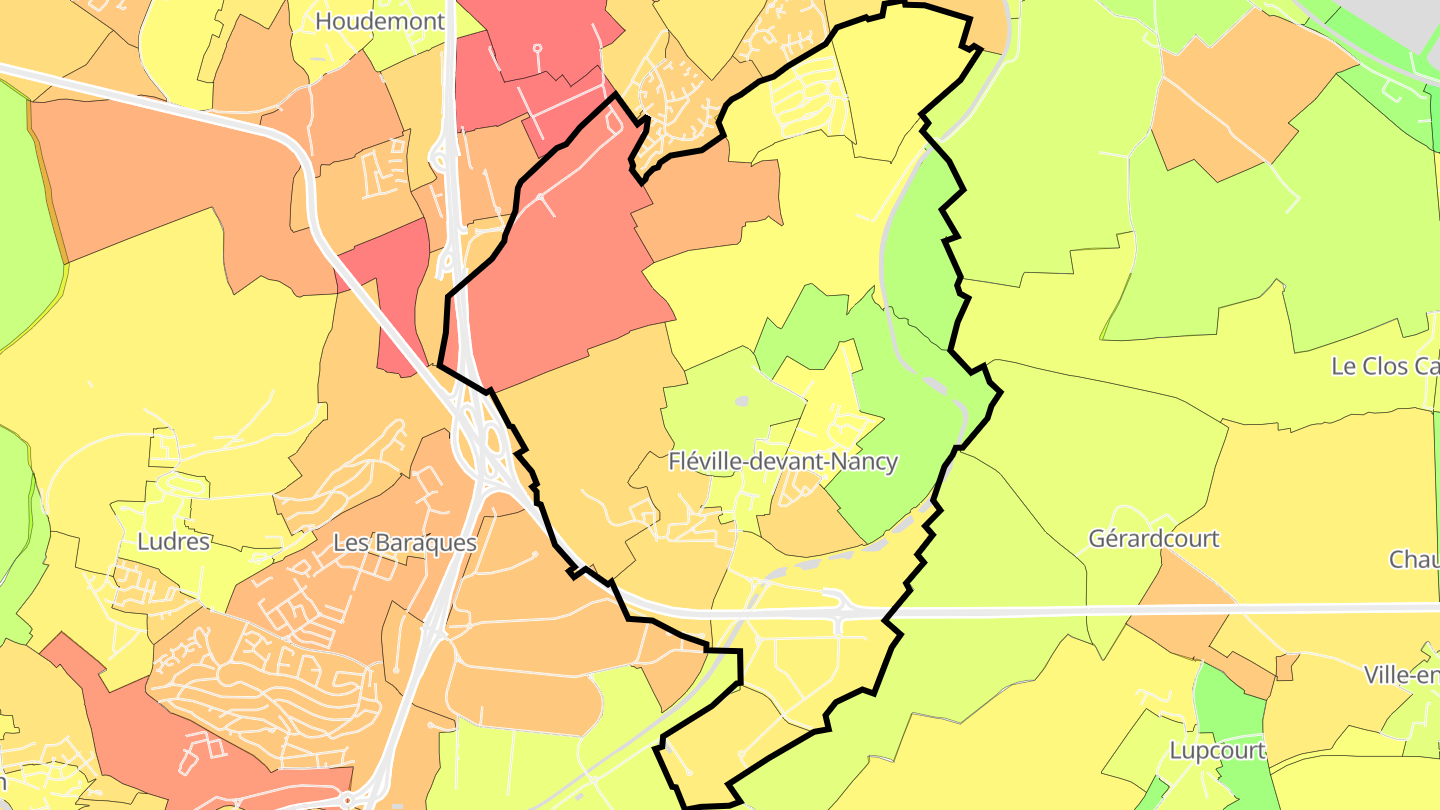 Carte des prix de l'immobilier Fléville-devant-Nancy