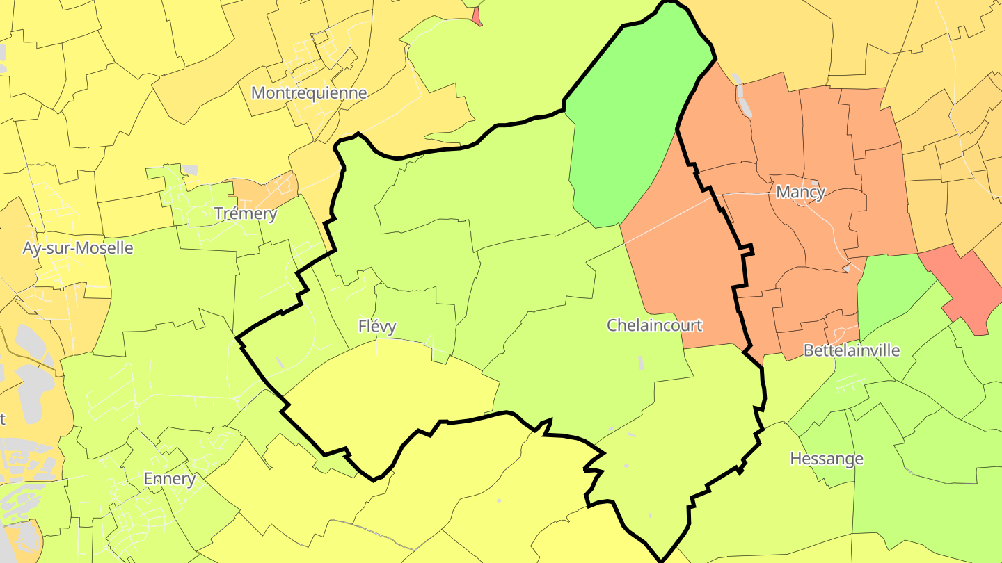 Carte des prix de l'immobilier Flévy