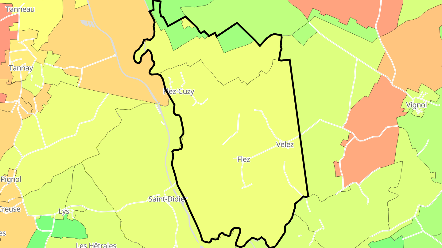 Carte des prix de l'immobilier Flez-Cuzy
