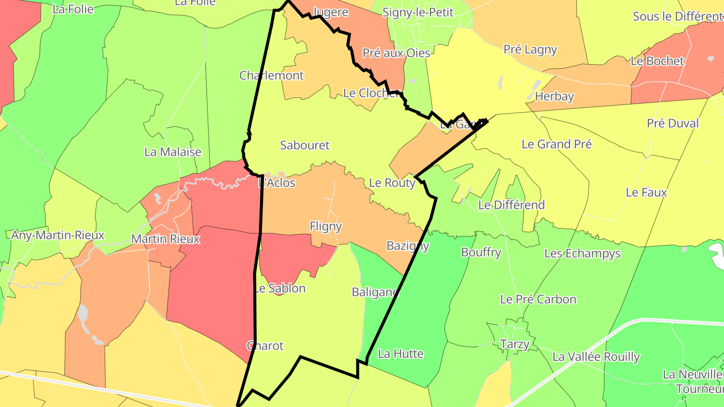 Carte des prix de l'immobilier Fligny