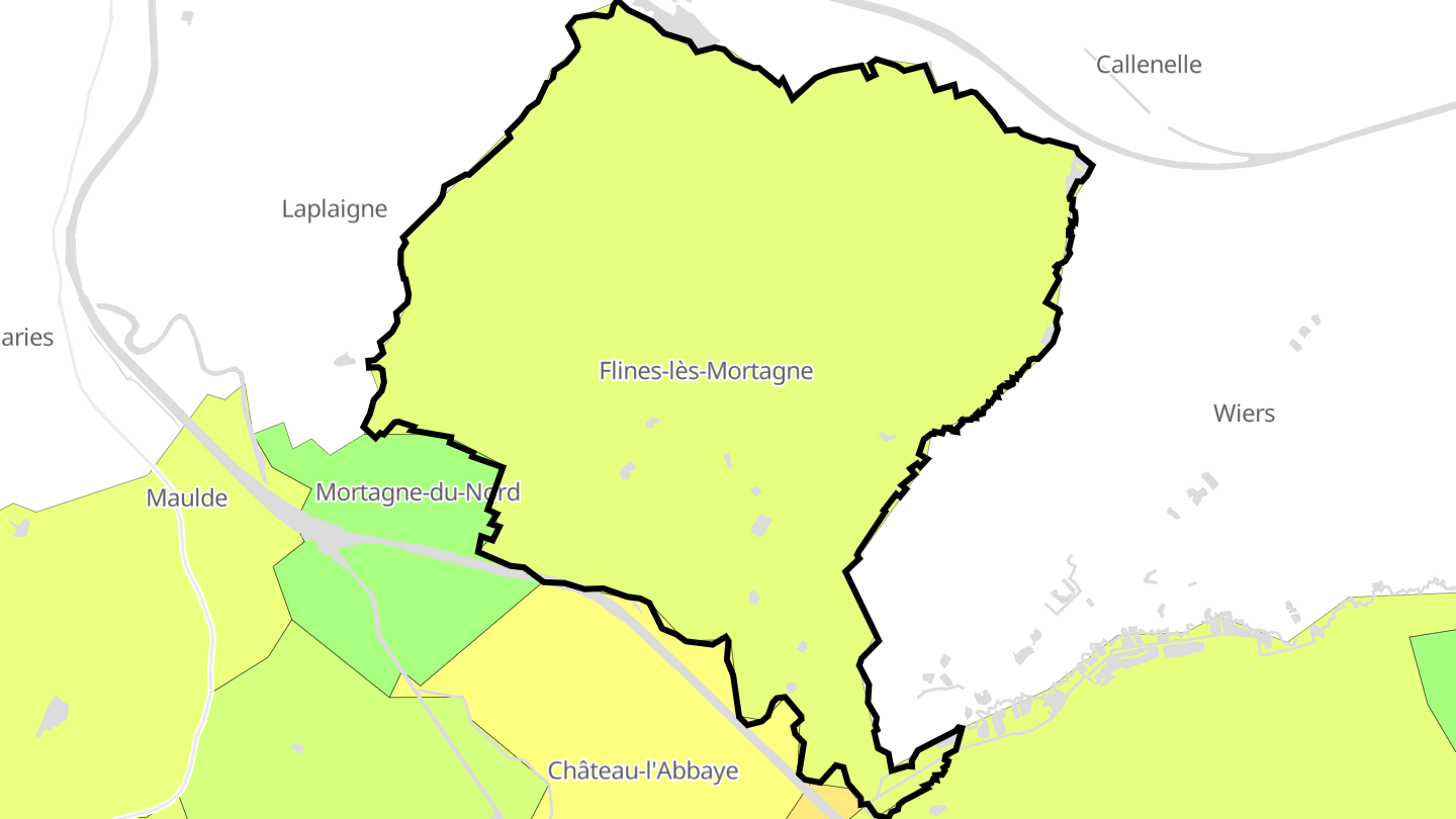 Carte des prix de l'immobilier Flines-lès-Mortagne