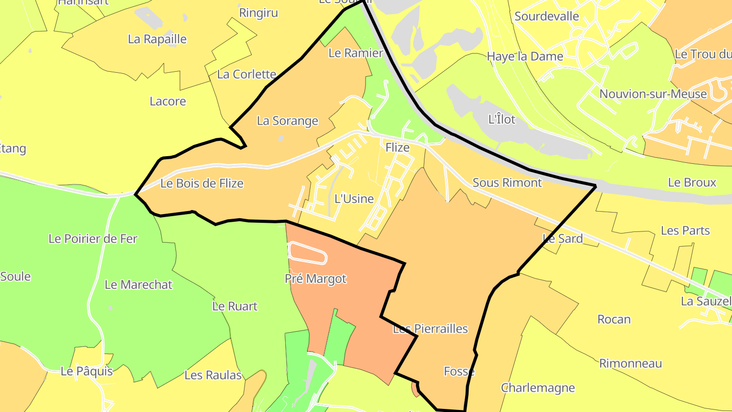 Carte des prix de l'immobilier Flize