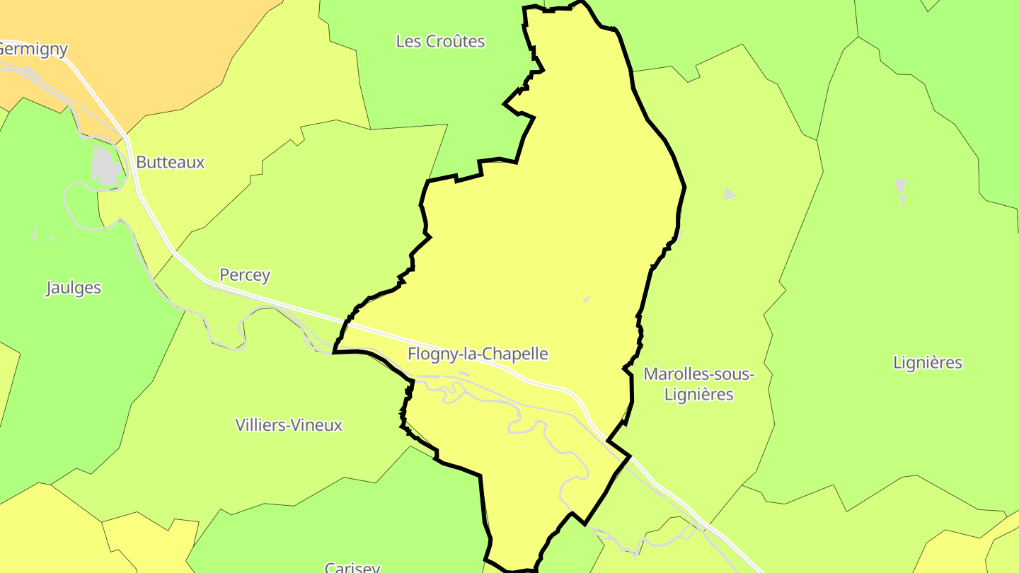 Carte des prix de l'immobilier Flogny-la-Chapelle