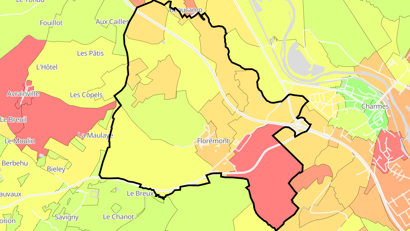 Carte des prix de l'immobilier Florémont