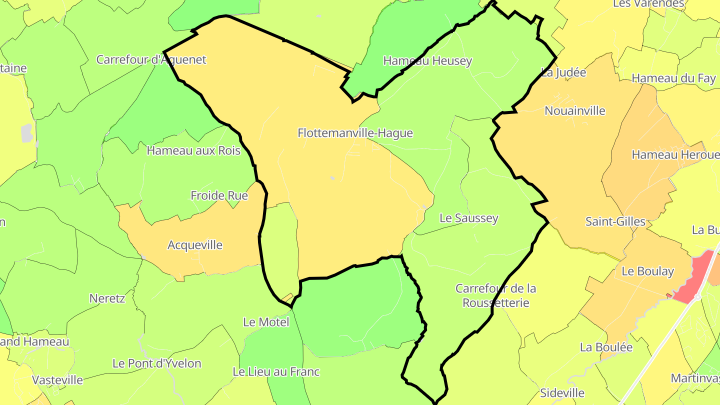 Carte des prix de l'immobilier Flottemanville-Hague