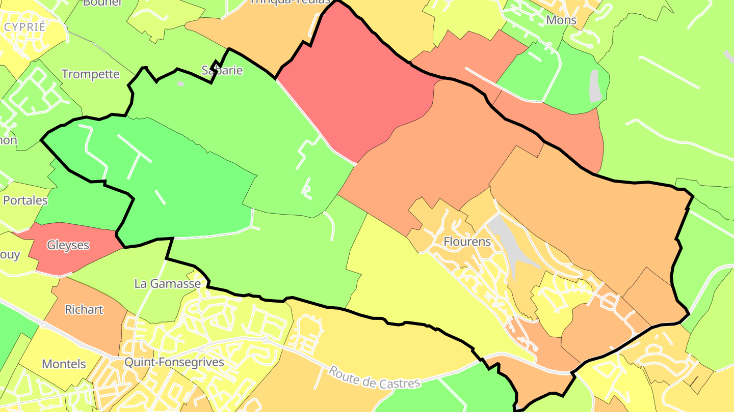 Carte des prix de l'immobilier Flourens