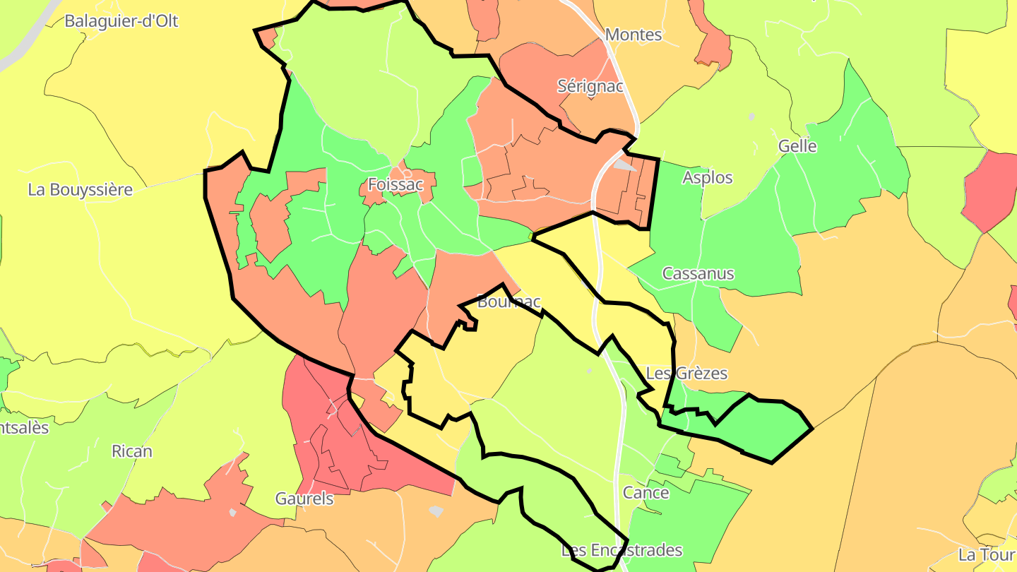 Carte des prix de l'immobilier Foissac