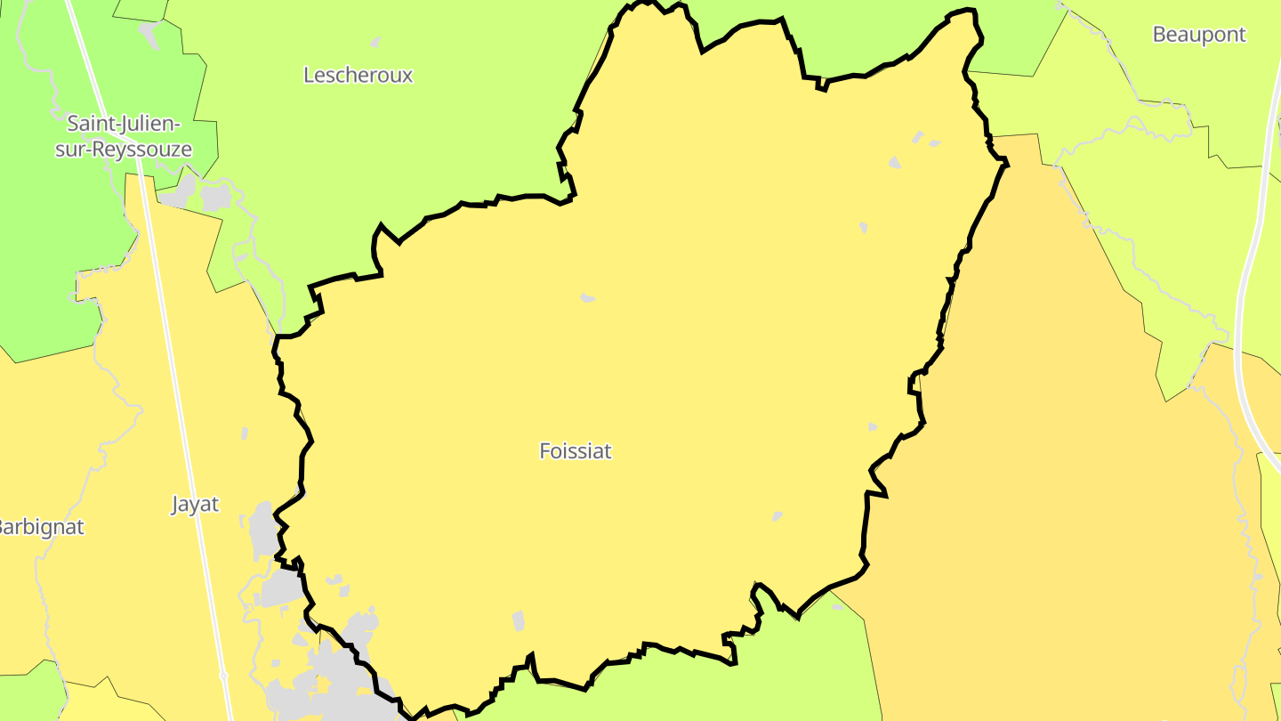 Carte des prix de l'immobilier Foissiat