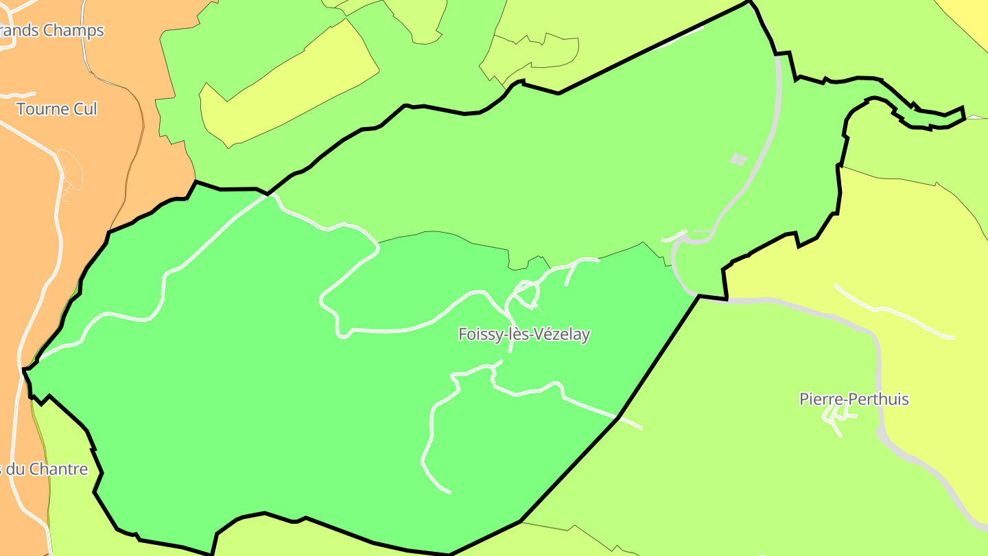 Carte des prix de l'immobilier Foissy-lès-Vézelay