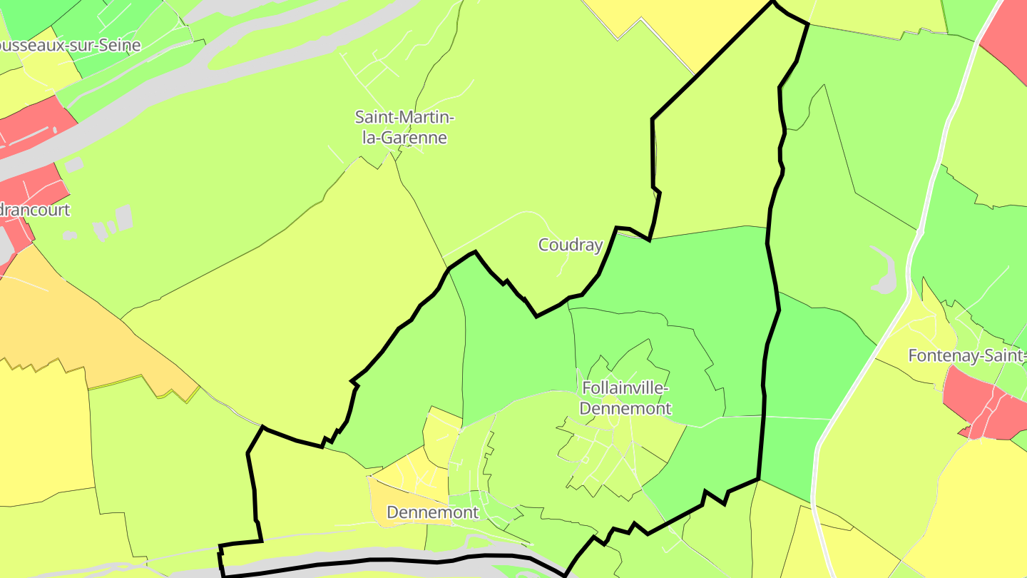 Carte des prix de l'immobilier Follainville-Dennemont