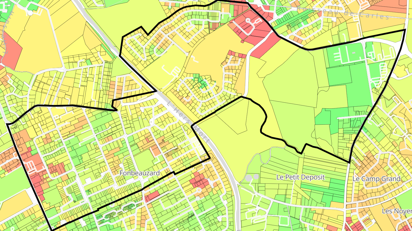 Carte des prix de l'immobilier Fonbeauzard