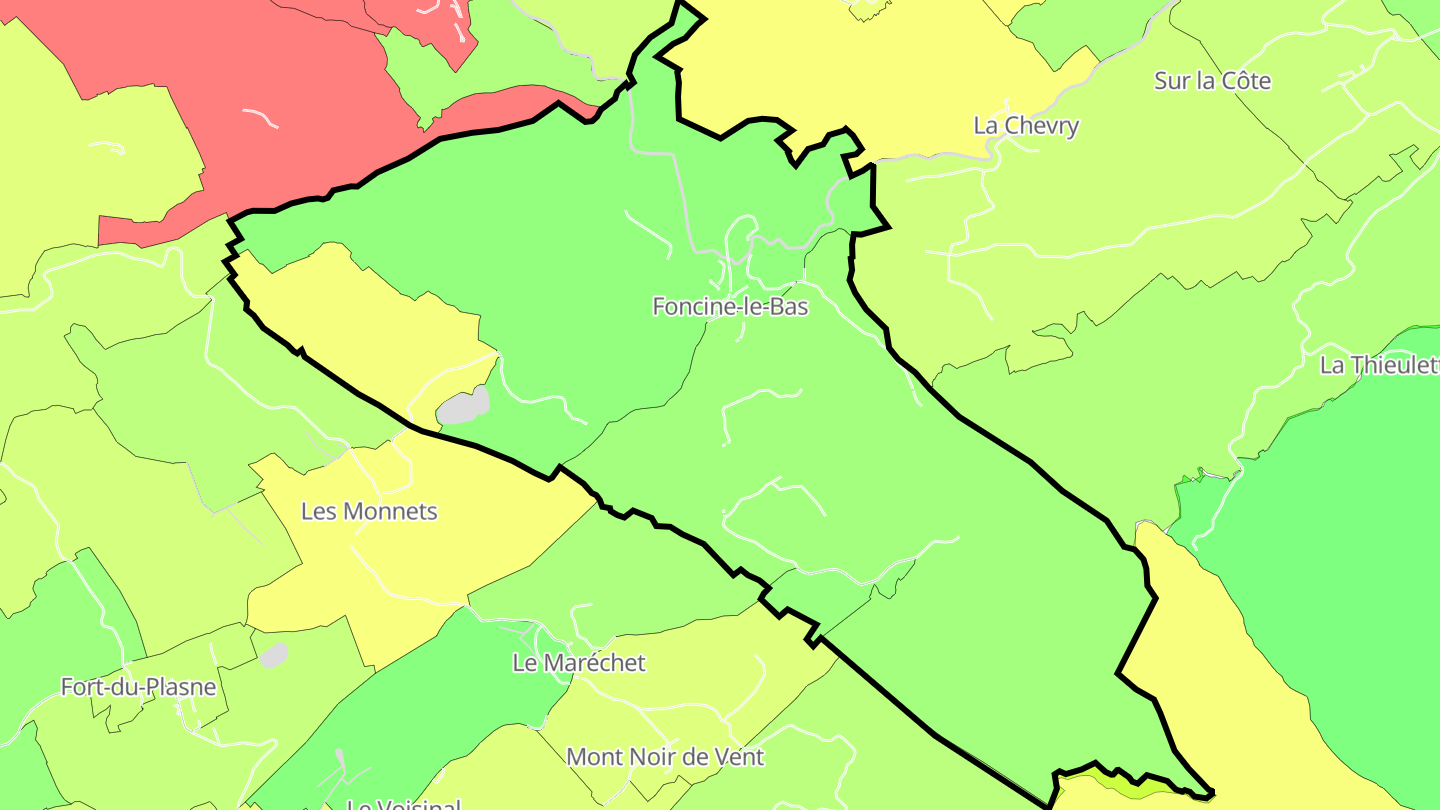 Carte des prix de l'immobilier Foncine-le-Bas