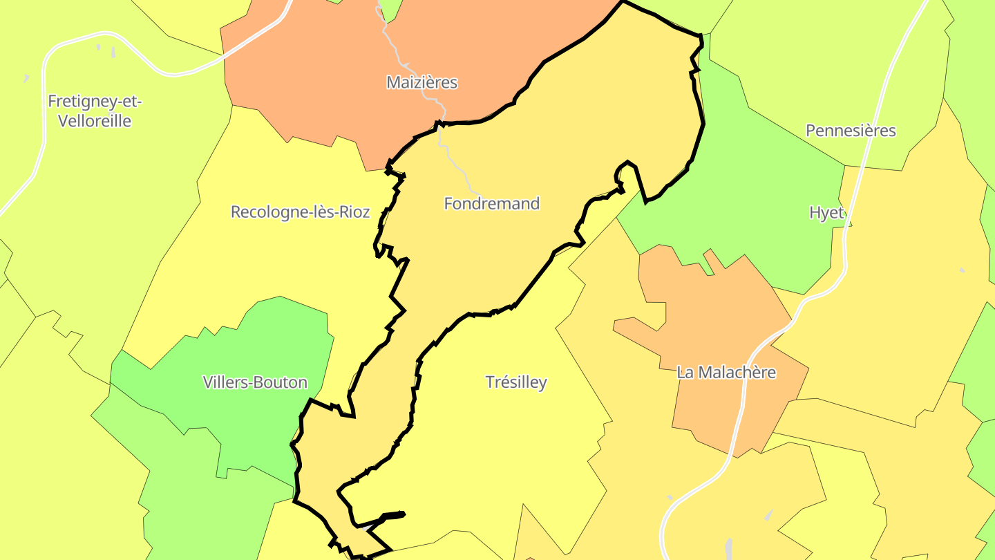 Carte des prix de l'immobilier Fondremand
