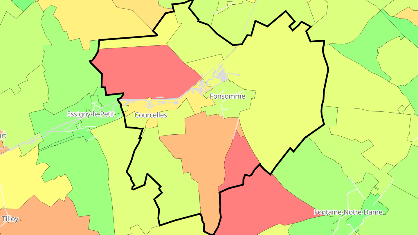 Carte des prix de l'immobilier Fonsomme