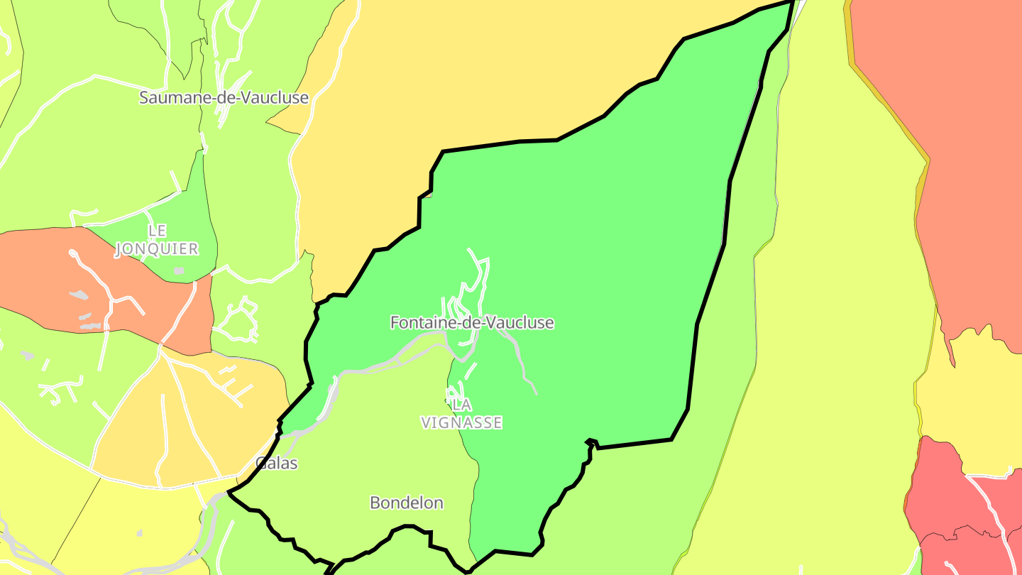 Carte des prix de l'immobilier Fontaine-de-Vaucluse