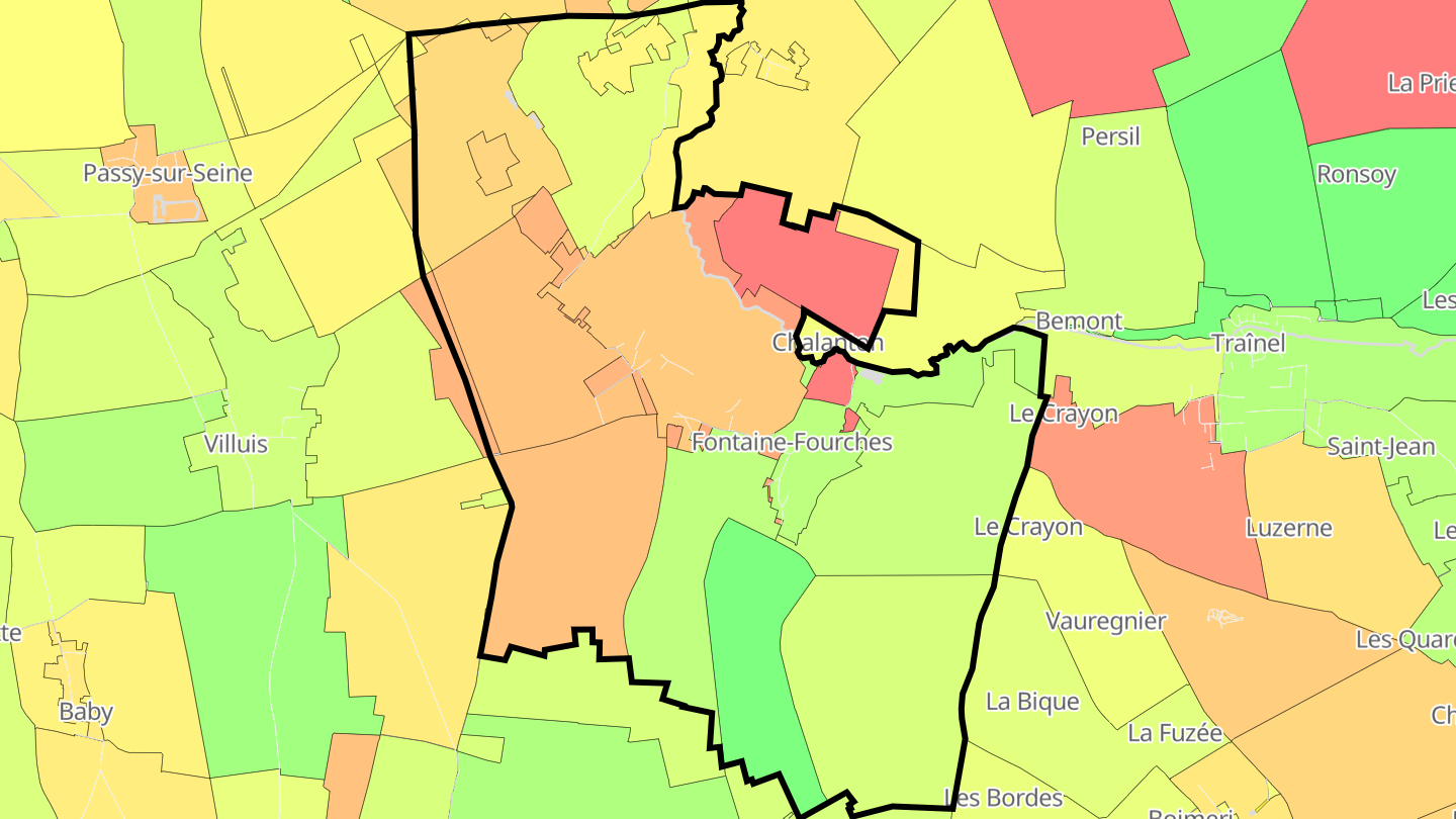 Carte des prix de l'immobilier Fontaine-Fourches