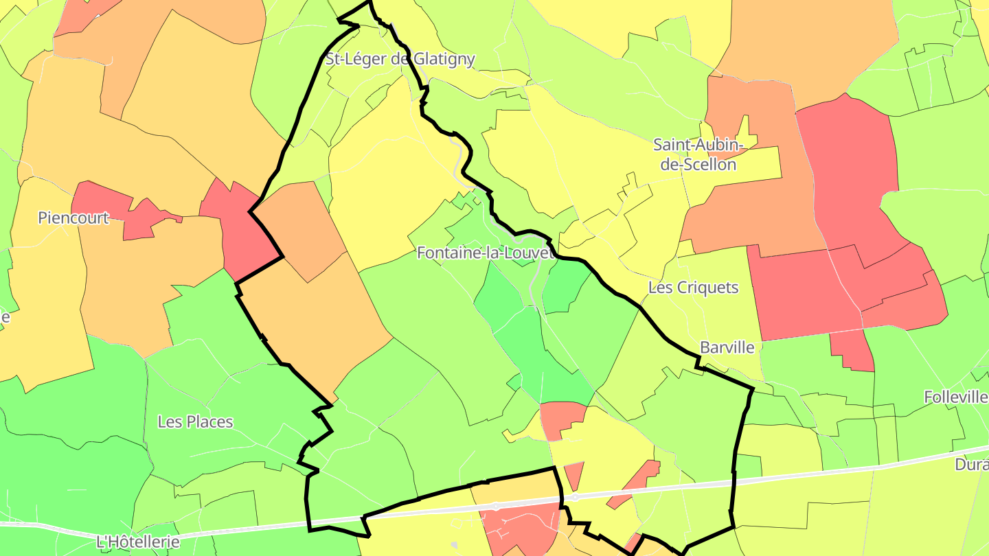 Carte des prix de l'immobilier Fontaine-la-Louvet