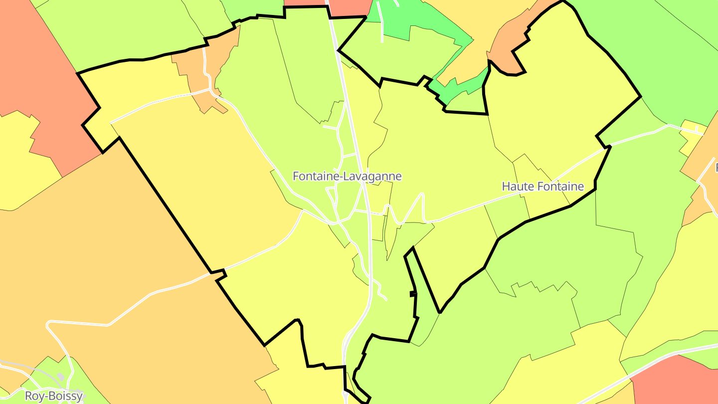 Carte des prix de l'immobilier Fontaine-Lavaganne