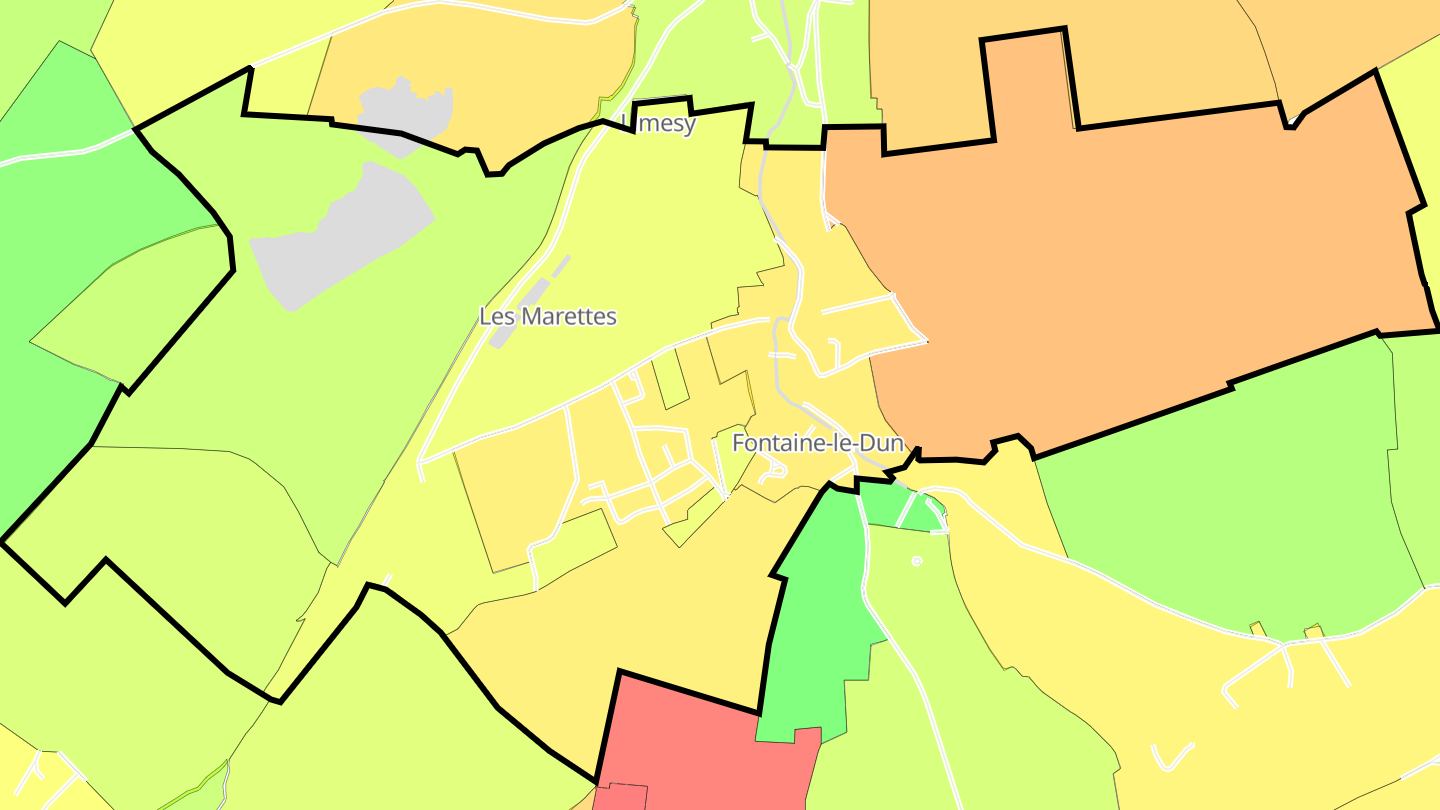 Carte des prix de l'immobilier Fontaine-le-Dun
