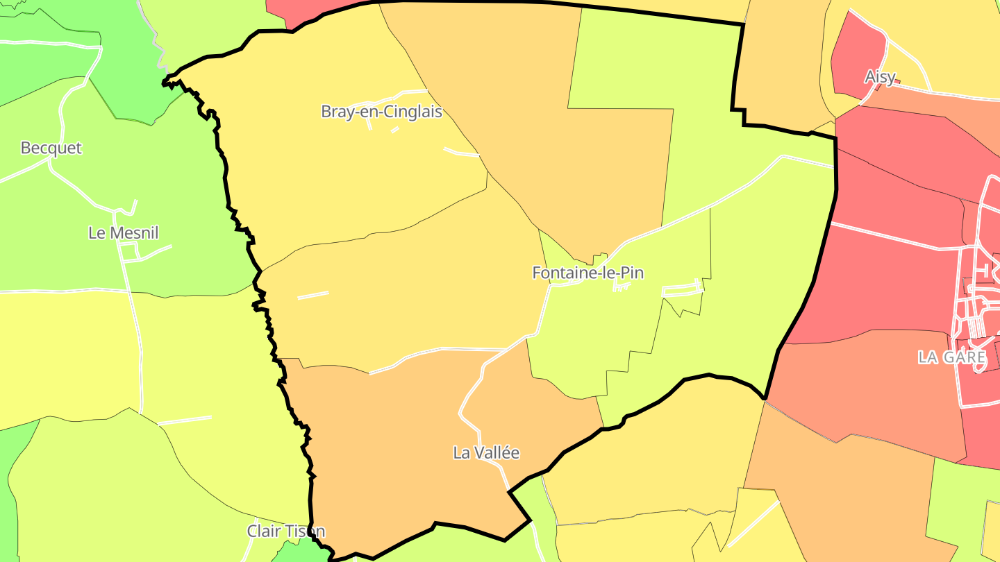 Carte des prix de l'immobilier Fontaine-le-Pin