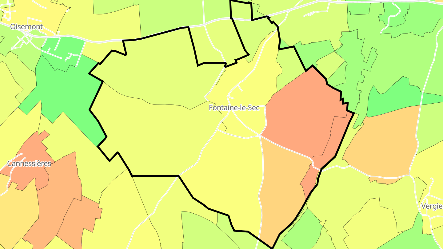 Carte des prix de l'immobilier Fontaine-le-Sec