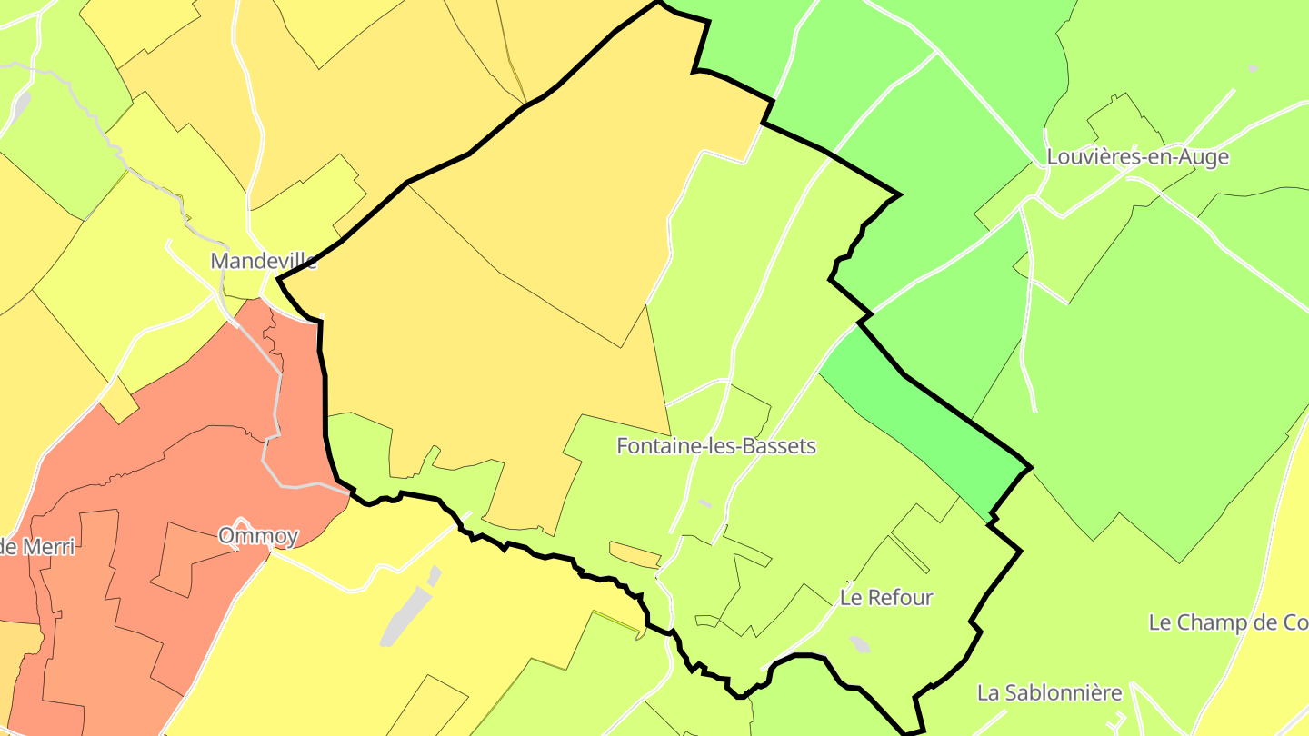 Carte des prix de l'immobilier Fontaine-les-Bassets