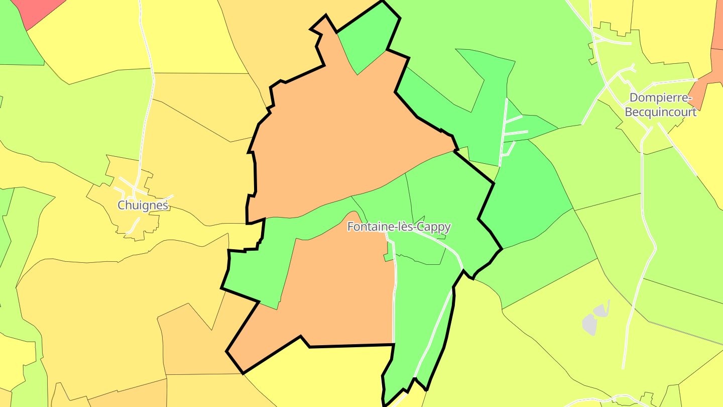 Carte des prix de l'immobilier Fontaine-lès-Cappy