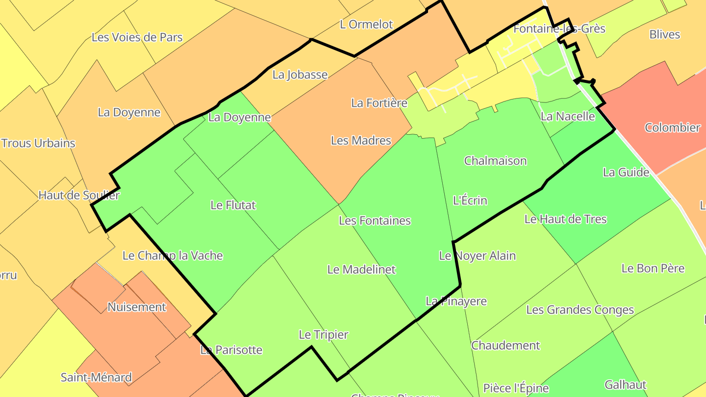 Carte des prix de l'immobilier Fontaine-les-Grès