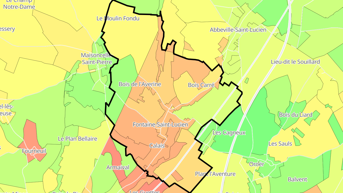 Carte des prix de l'immobilier Fontaine-Saint-Lucien