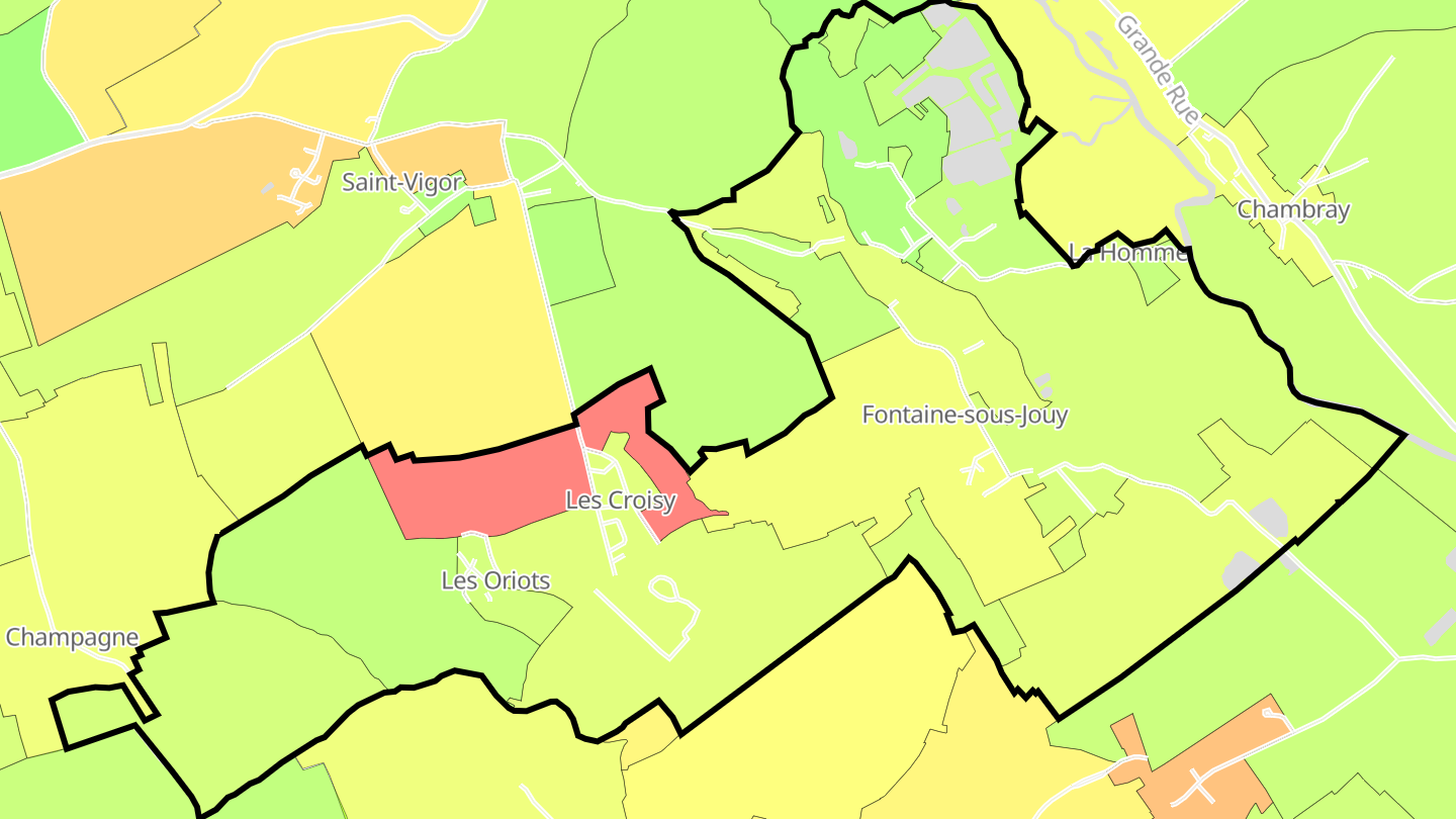 Carte des prix de l'immobilier Fontaine-sous-Jouy