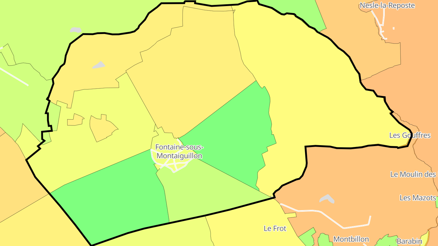 Carte des prix de l'immobilier Fontaine-sous-Montaiguillon