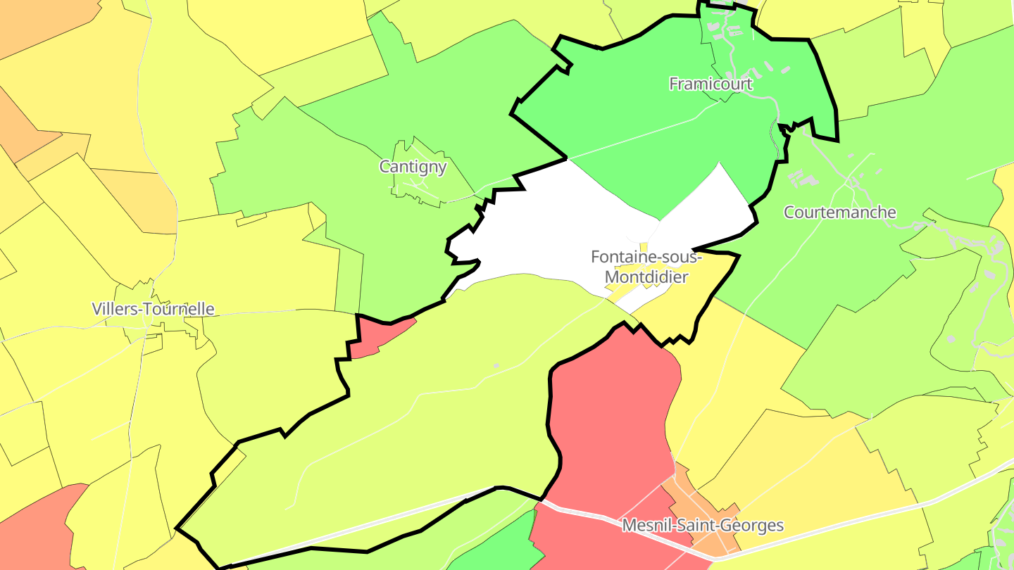 Carte des prix de l'immobilier Fontaine-sous-Montdidier