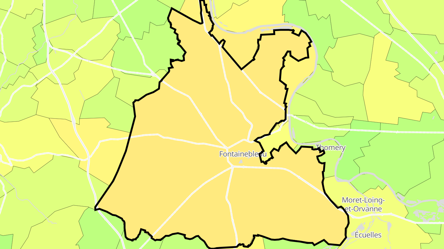Carte des prix de l'immobilier Fontainebleau