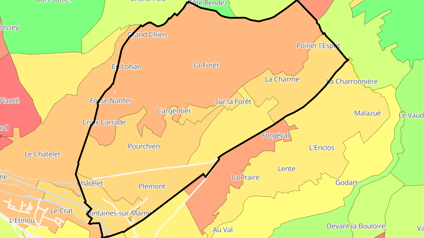 Carte des prix de l'immobilier Fontaines-sur-Marne