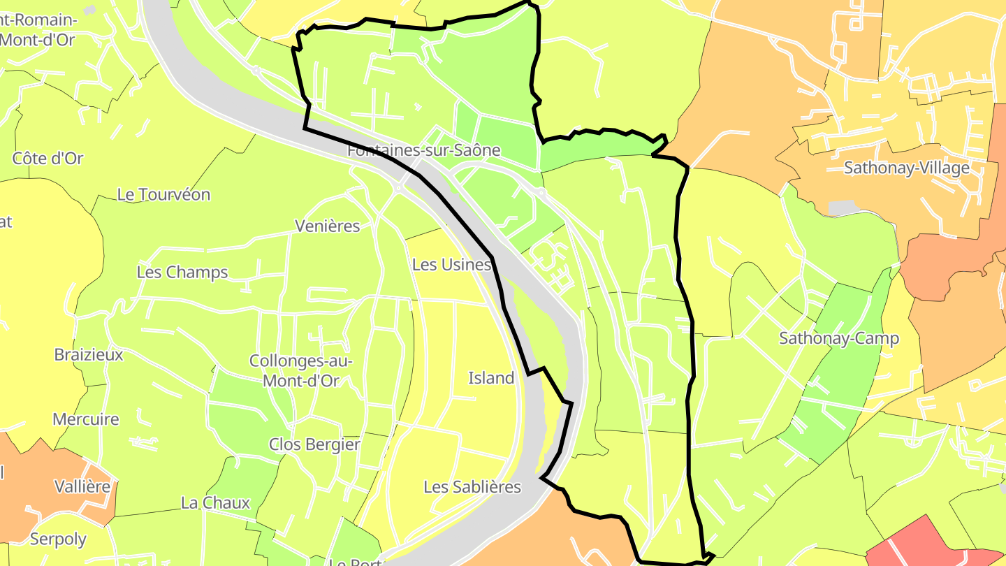 Carte des prix de l'immobilier Fontaines-sur-Saône