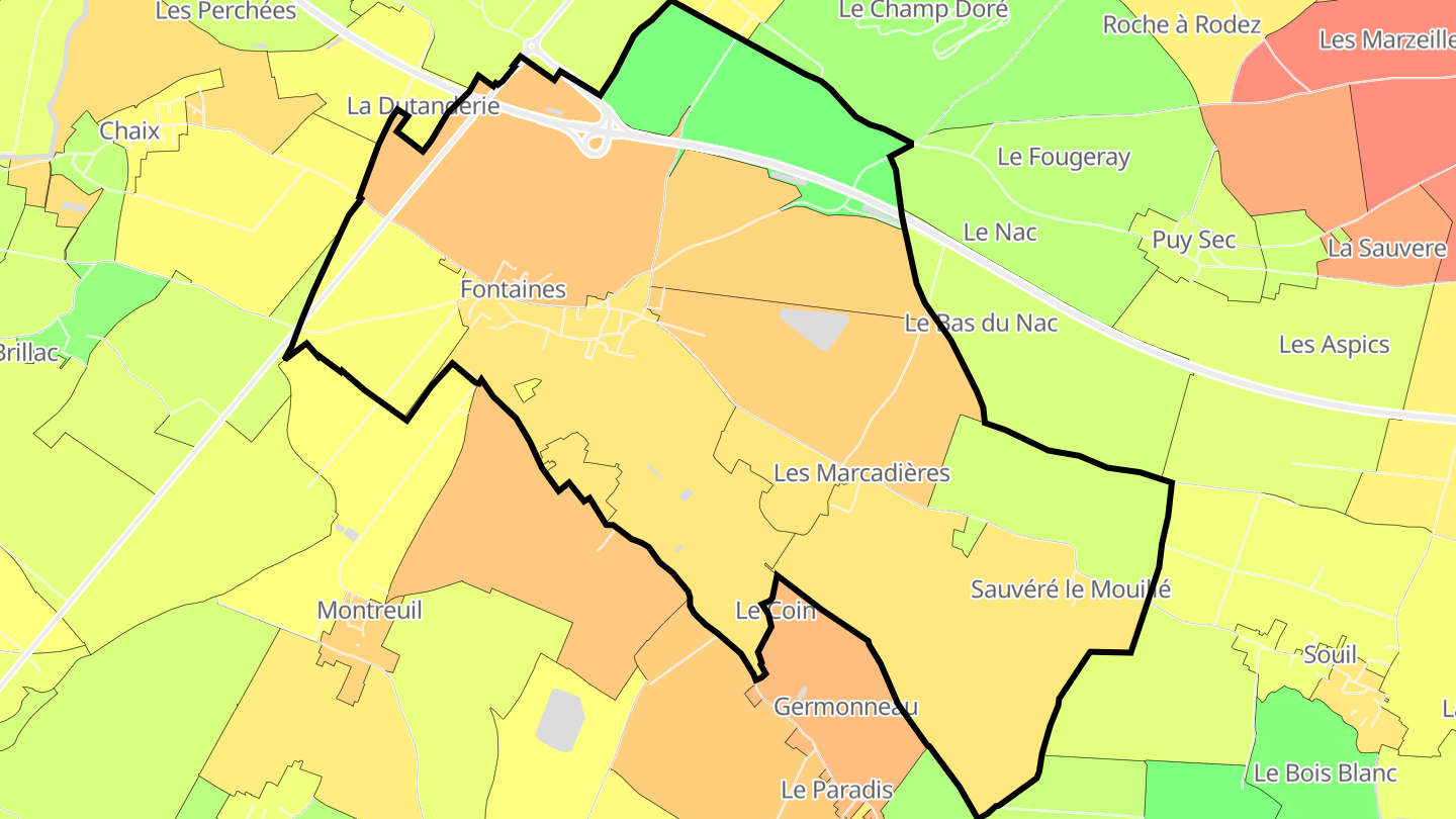 Carte des prix de l'immobilier Fontaines