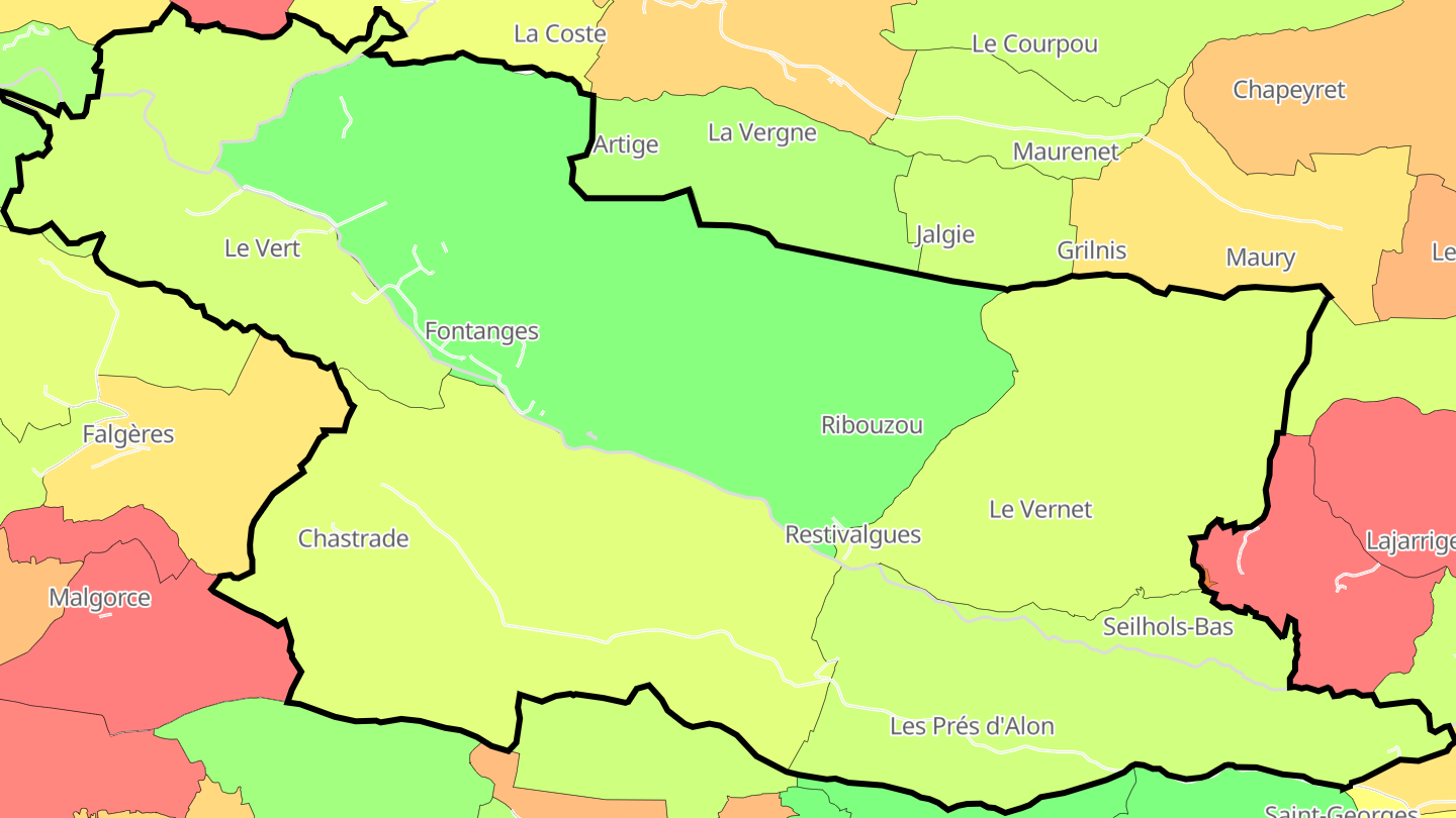 Carte des prix de l'immobilier Fontanges