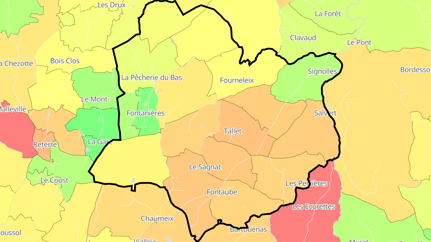 Carte des prix de l'immobilier Fontanières