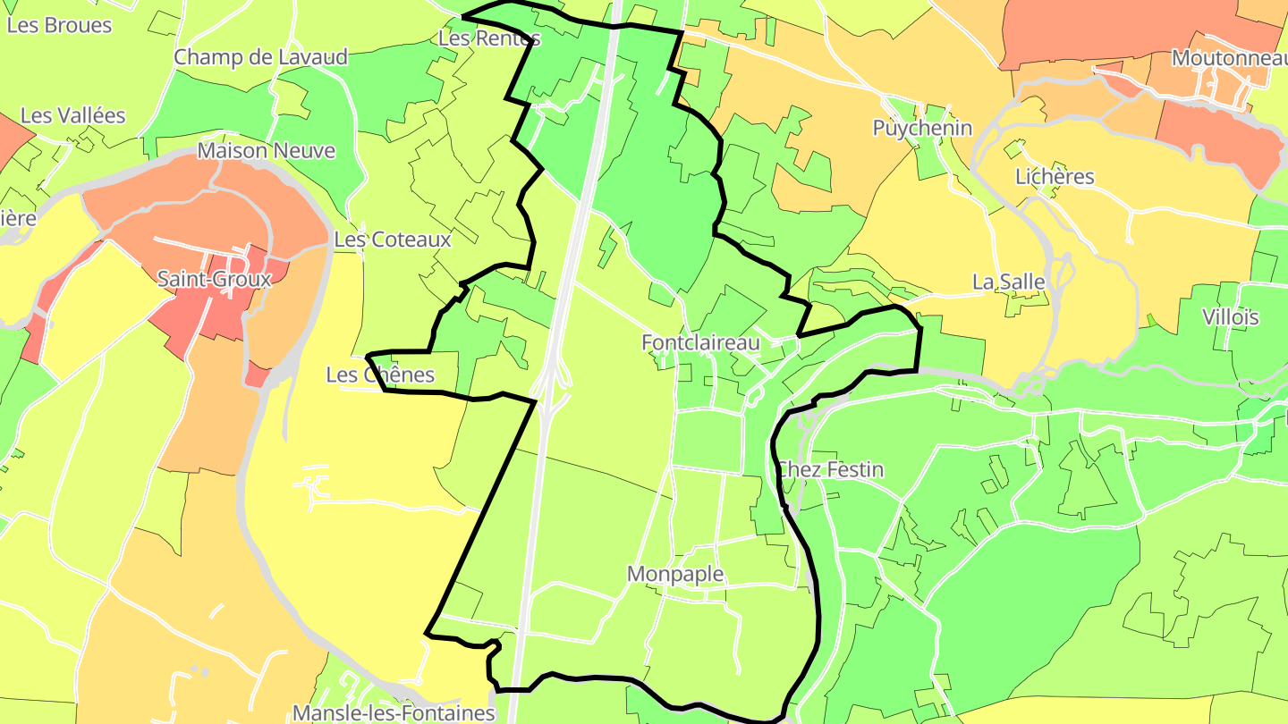 Carte des prix de l'immobilier Fontclaireau