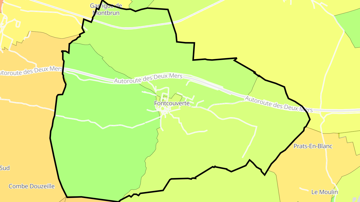 Carte des prix de l'immobilier Fontcouverte