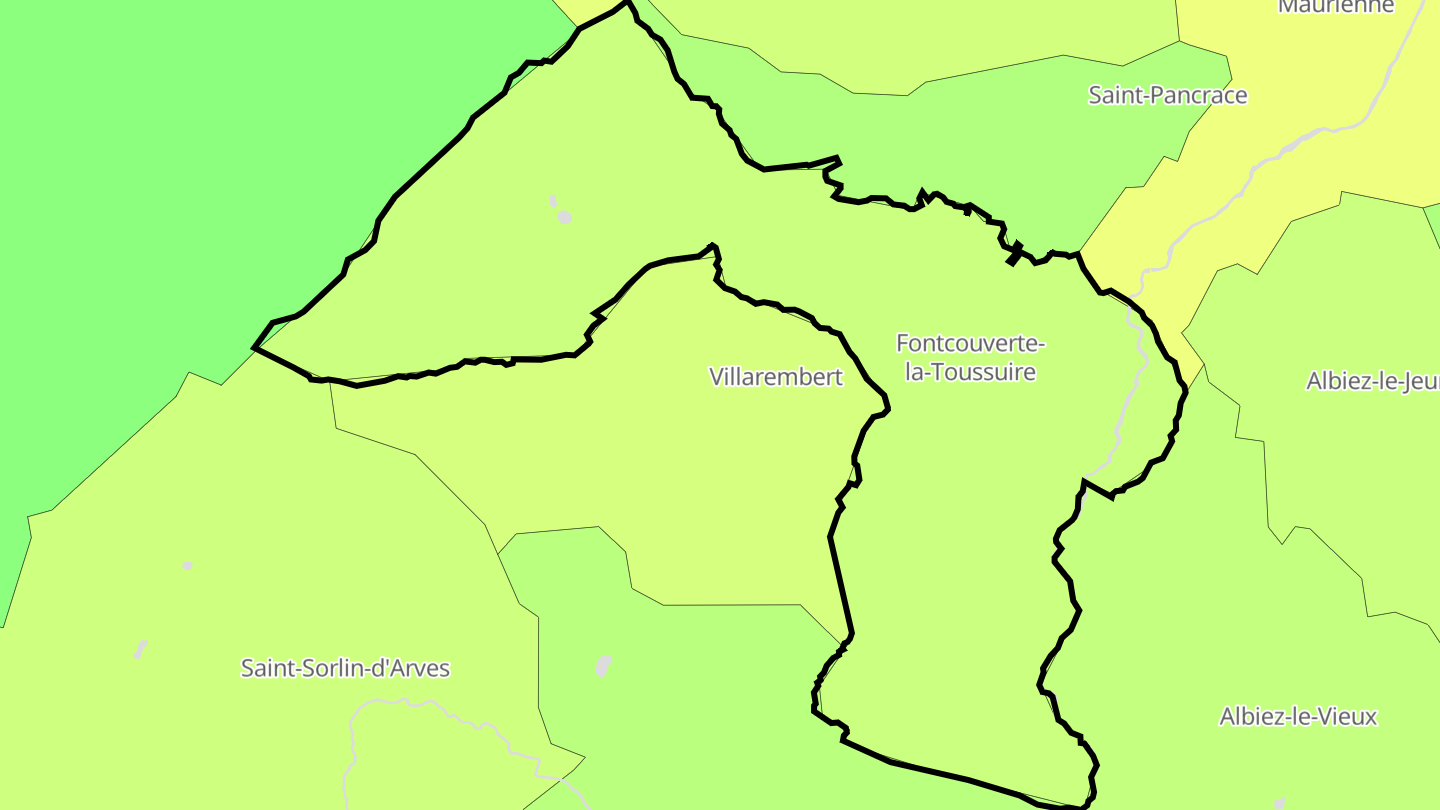 Carte des prix de l'immobilier Fontcouverte-la-Toussuire
